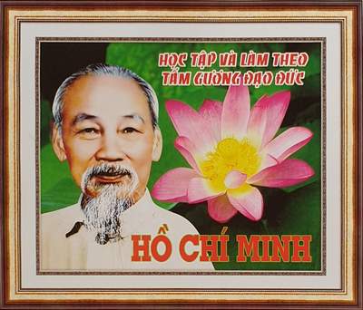 Tranh thêu Chữ thập Học tập đạo đức Hồ Chí Minh 88930