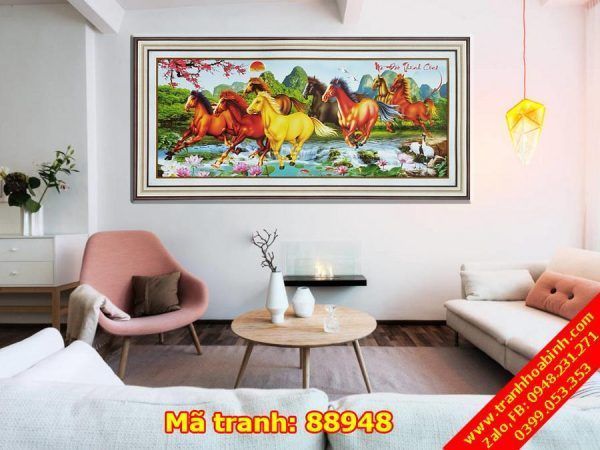 Tranh thêu chữ thập Mã đáo thành công 88948