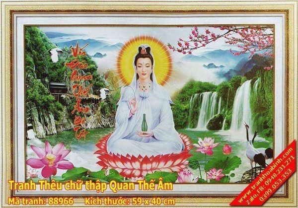 Tranh thêu chữ thập Quan Thế Âm 88966