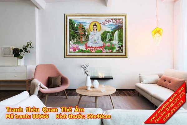 Tranh thêu chữ thập Quan Thế Âm 88966