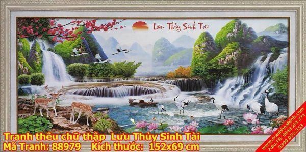 Tranh thêu chữ thập Lưu thủy sinh tài 88979