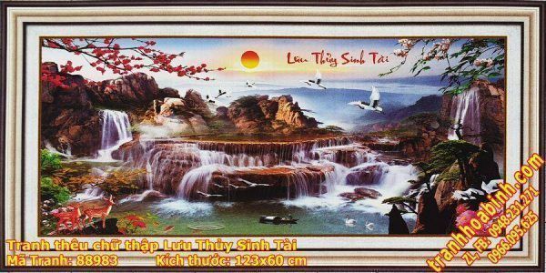 Tranh thêu chữ thập Lưu thủy sinh tài 88983