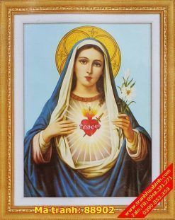 Tranh thêu chữ thập Đức Mẹ Maria 89002