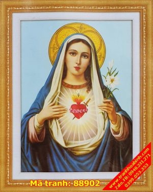 Tranh thêu chữ thập Đức Mẹ Maria 89002