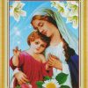 Tranh thêu chữ thập Đức Mẹ Maria Bồng con A1101