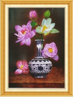 Bình Hoa Nghệ Thuật A1150 - Tranh thêu chữ thập Bình Hoa Khoe Sắc