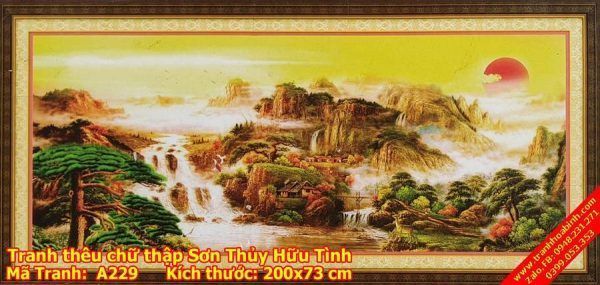 Tranh thêu chữ thập Sơn Thủy Hữu Tình A229