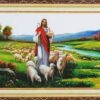 Tranh thêu chữ thập Chúa Jesus và Đàn Cừu A979 - Đức Chúa Trời