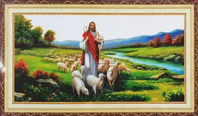 Tranh thêu chữ thập Chúa Jesus và Đàn Cừu A979 - Đức Chúa Trời