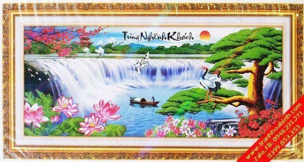 Tranh gắn đá Tùng Nghênh Khách DF008