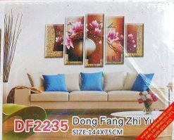 Tranh gắn đá Bình hoa Mộc Lan DF2235 - 5 bức