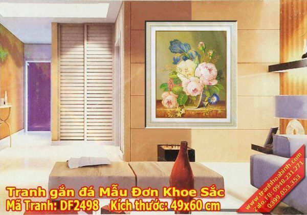 Tranh gắn đá Mẫu Đơn Khoe Sắc DF2498