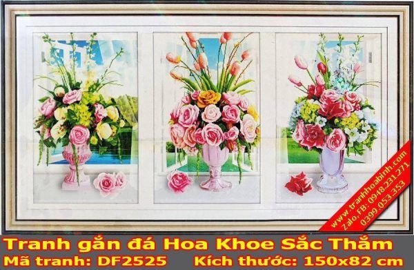 Tranh gắn đá Hoa Khoe Sắc Thắm DF2525