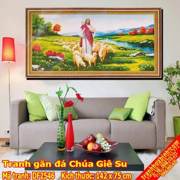 Tranh đính đá Chúa Jesus và đàn cừu DF2546