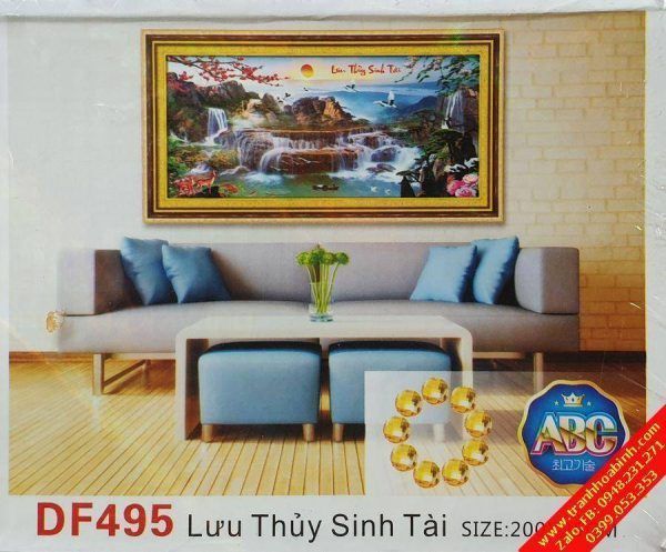 Tranh gắn đá Lưu Thủy Sinh Tài DF495