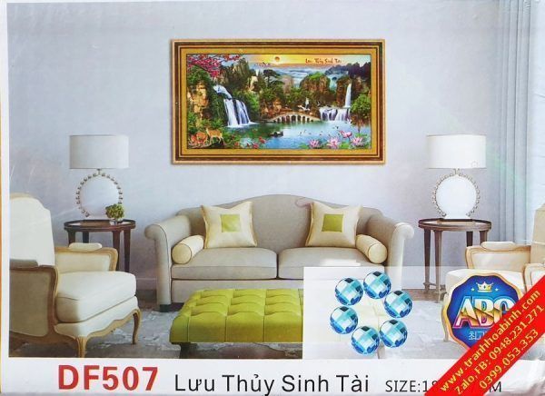 Tranh gắn đá Lưu Thủy Sinh Tài DF507