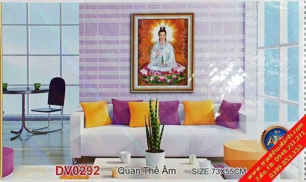 Tranh gắn đá Quan Thế Âm DV0292