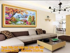 Tranh thêu chữ thập lưu thủy sinh tài