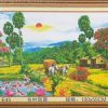 Tranh thêu chữ thập Phong cảnh làng quê E45 - Làng Quê Mùa Gặt