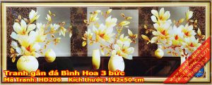Tranh gắn đá Bình Hoa 3 Bức HD206 – Hoa Ngọc Lan