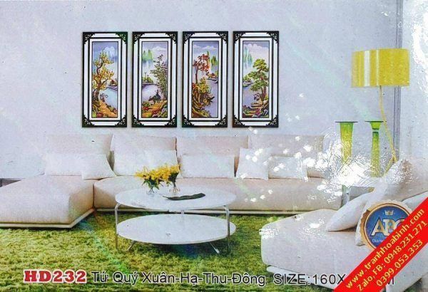 Tranh gắn đá tứ quý Xuân Hạ Thu Đông HD232