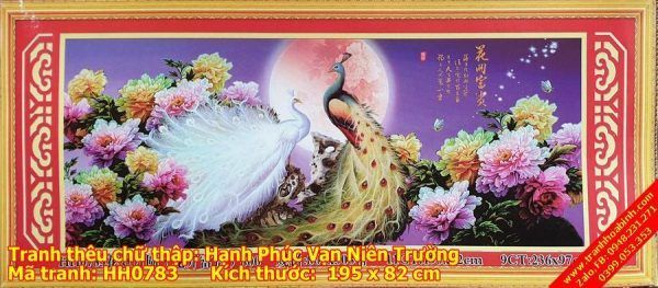 Tranh thêu chữ thập Hạnh Phúc Vạn Niên Trường HH0783