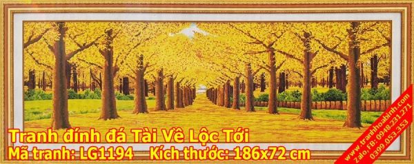 Tranh đính đá Tài Về Lộc Tới LG1194 - Con Đường Lá Vàng