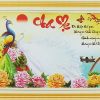 Tranh thêu chữ Cha Mẹ Chim công hoa mẫu đơn LV3061