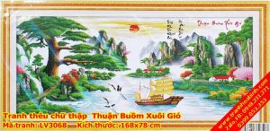 Tranh thêu chữ thập Thuận buồm xuôi gió LV3068