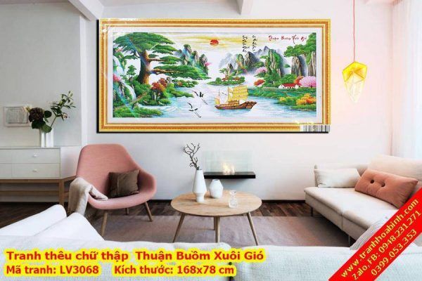 Tranh thêu chữ thập Thuận buồm xuôi gió LV3068