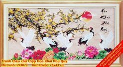 Tranh thêu chữ thập Hoa Khai Phú Quý LV3079