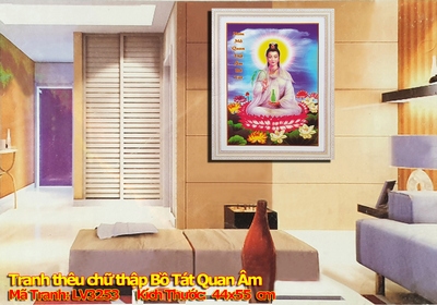 Tranh thêu chữ thập Phật Bà Quan Âm LV3253 - Tranh thêu Bồ Tát