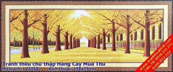 Tranh thêu chữ thập Hàng Cây Mùa Thu LV3258