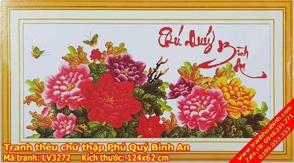 Tranh thêu chữ thập Phú Quý Bình An LV3272