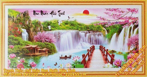 Tranh thêu chữ thập Non nước hữu tình LV3320