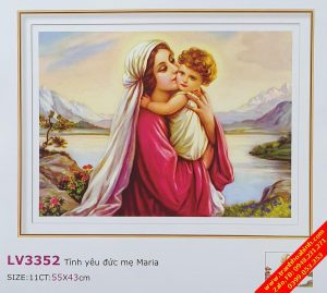 Tranh thêu chữ thập Tình yêu Đức Mẹ Maria LV3352