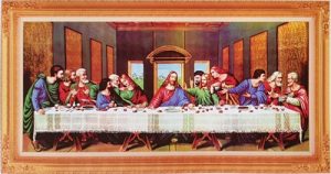 Tranh thêu chữ thập Chúa Jesus và 12 tông đồ LV3353 – Bữa Tiệc Ly