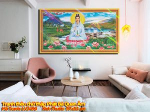 Tranh thêu chữ thập Phật Bà Quan Âm LV3490 – Tranh thêu Bồ Tát