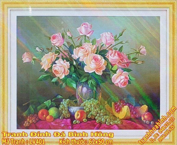 Tranh gắn đá Bình Hồng LV401 - Bình Hoa Khoe Sắc