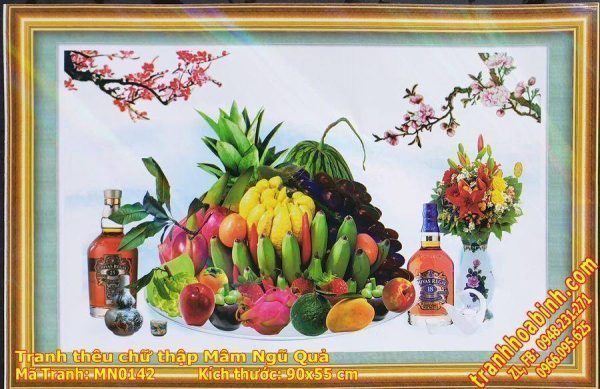 Tranh thêu chữ thập Mâm Ngũ Quả MN0142