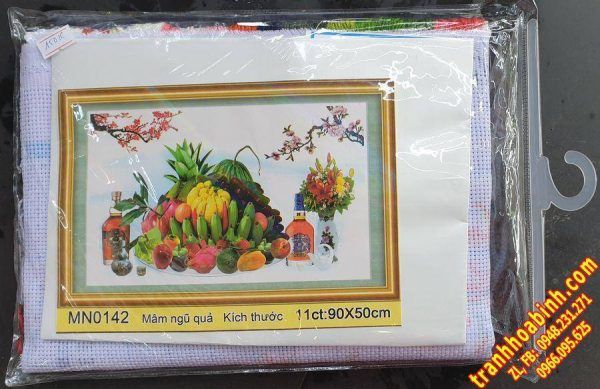 kit Tranh thêu chữ thập Mâm Ngũ Quả MN0142