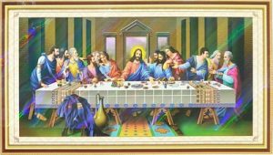 Tranh thêu chữ thập Chúa Jesus và 12 tông đồ MN0163 – Bữa Tiệc Ly