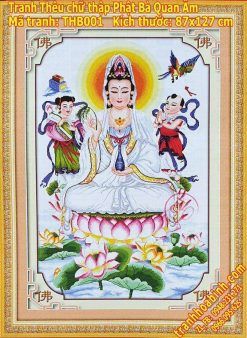 Tranh thêu chữ thập Phật Bà Quan Âm THB001 - Tranh thêu kín