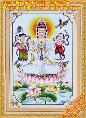 Tranh thêu chữ thập Phật Bà Quan Âm THB001 – Tranh thêu kín