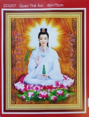 Tranh thêu chữ thập Quan Thế Âm 223207 – Tranh Phật Bà Quan Âm