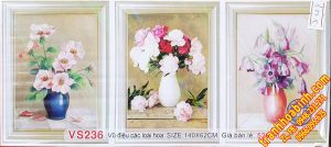 Tranh đính đá Bình Hoa 3 bức VS236 – Vũ điệu các loài hoa