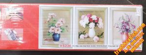 Tranh đính đá Bình Hoa 3 bức VS236 – Vũ điệu các loài hoa
