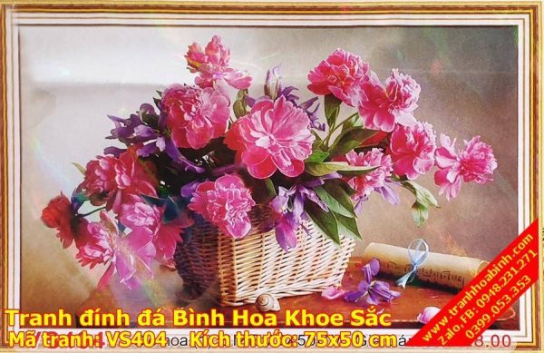 Tranh đính đá Bình Hoa Khoe Sắc VS404 - Giỏ Hoa