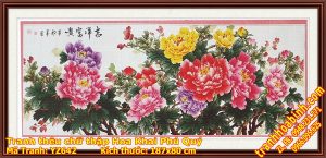 Tranh thêu chữ thập Hoa Khai Phú Quý YZ642