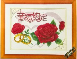 Tranh thêu Hoa hồng Nhẫn cưới - F161